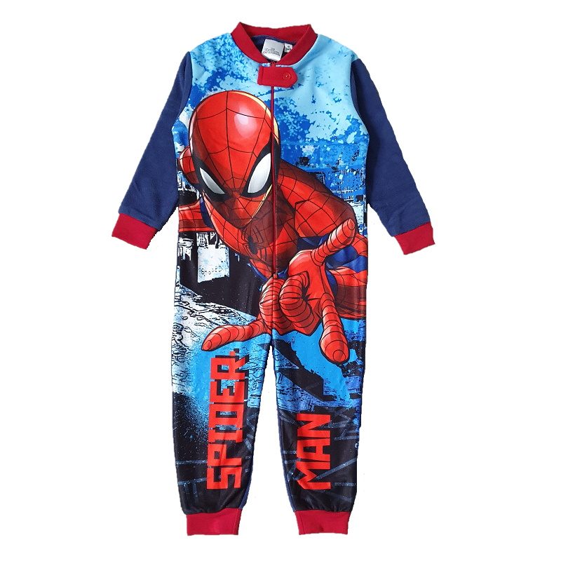 Spiderman Onesie Boys Spiderman Fleece All In One Pyjamas Onesie Age 3-8  Years Navy - Online Character Shop